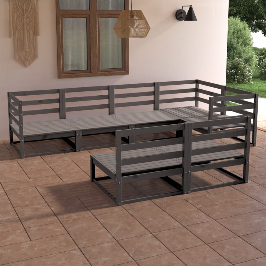 7 Piece Garden Lounge Set Solid Pinewood