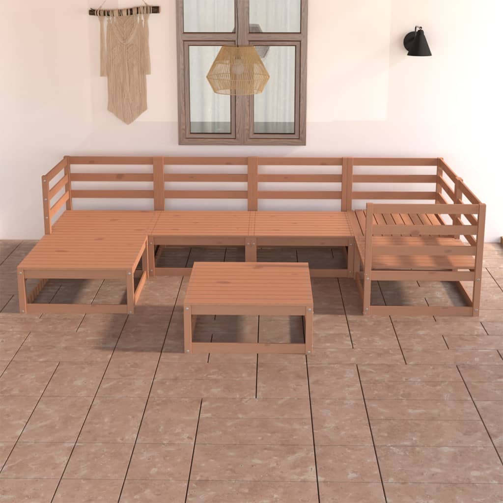 7 Piece Garden Lounge Set Solid Wood Pine