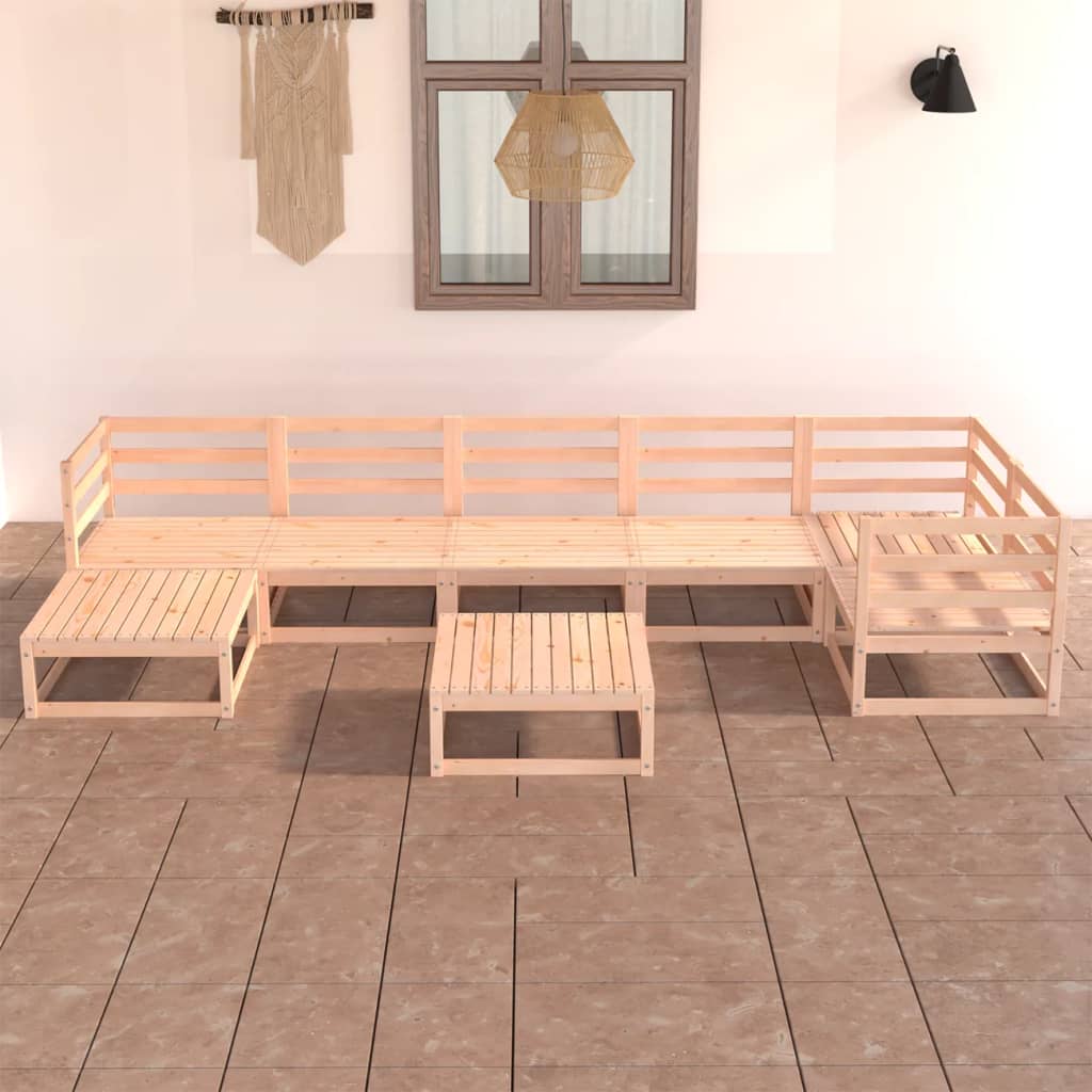 8 Piece Garden Lounge Set Solid Wood Pine