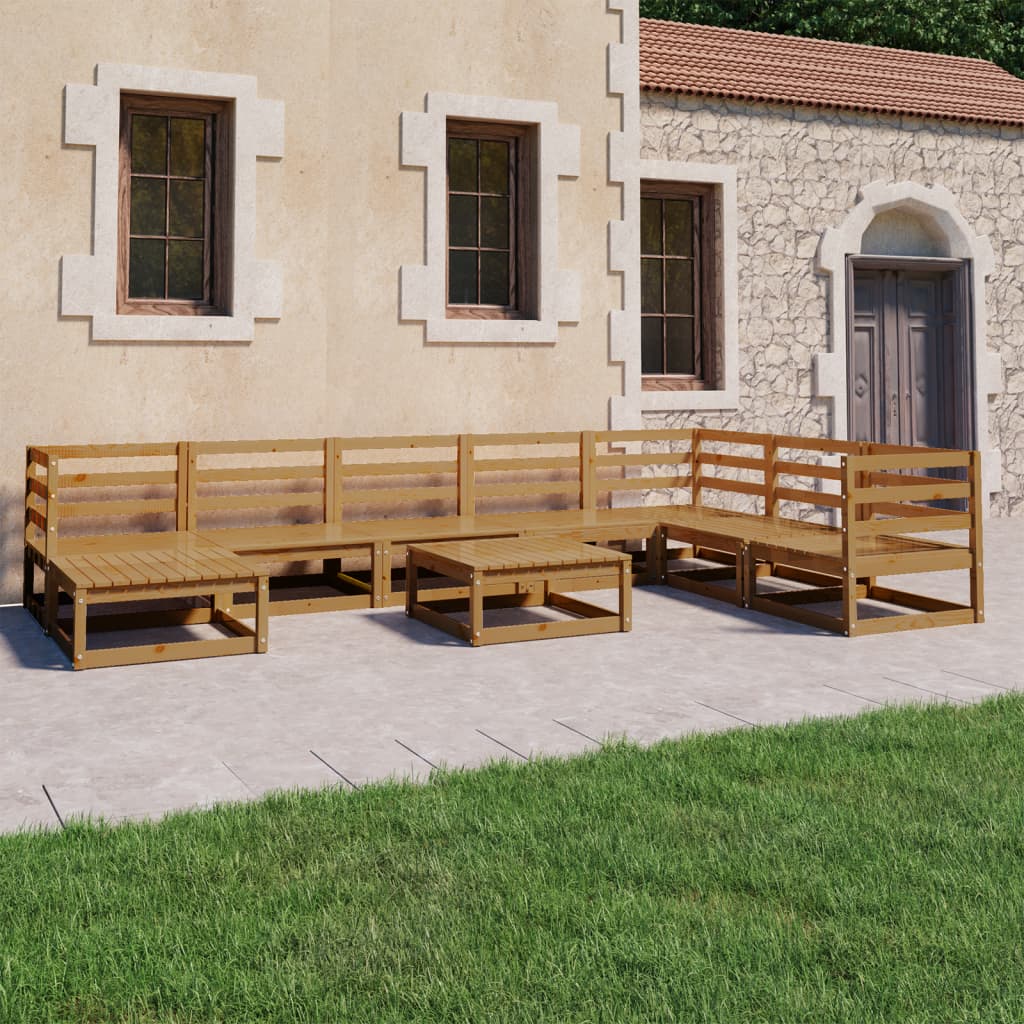 9 Piece Garden Lounge Set Solid Wood Pine