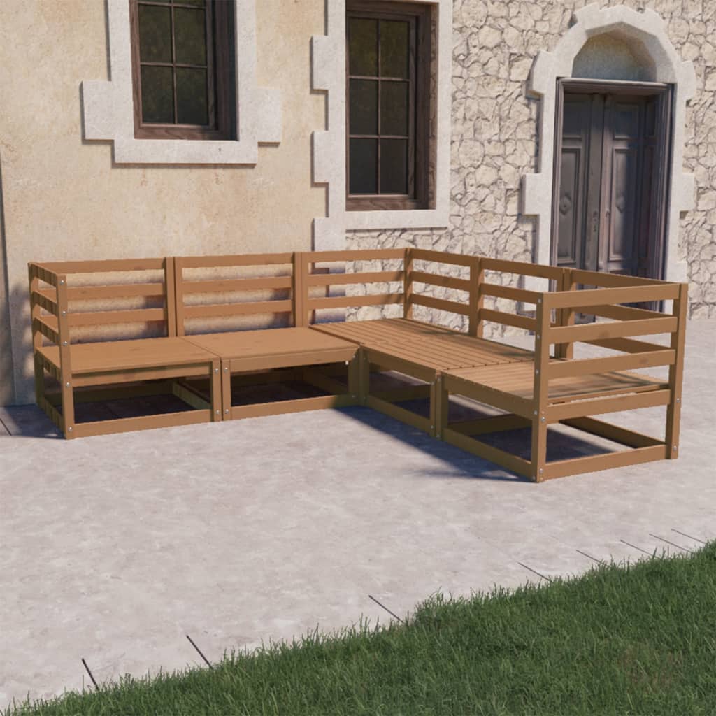 5 Piece Garden Lounge Set Solid Wood Pine