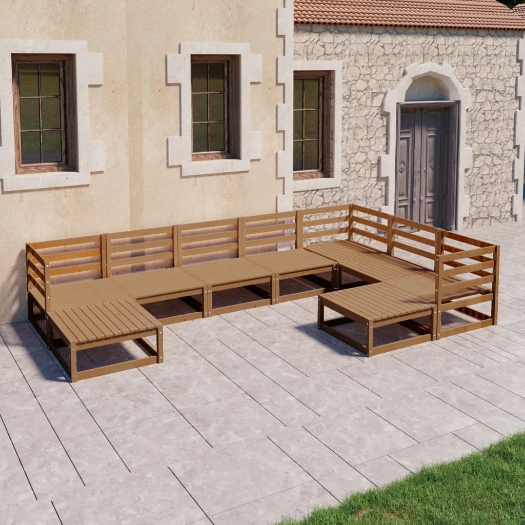 9 Piece Garden Lounge Set Solid Pinewood