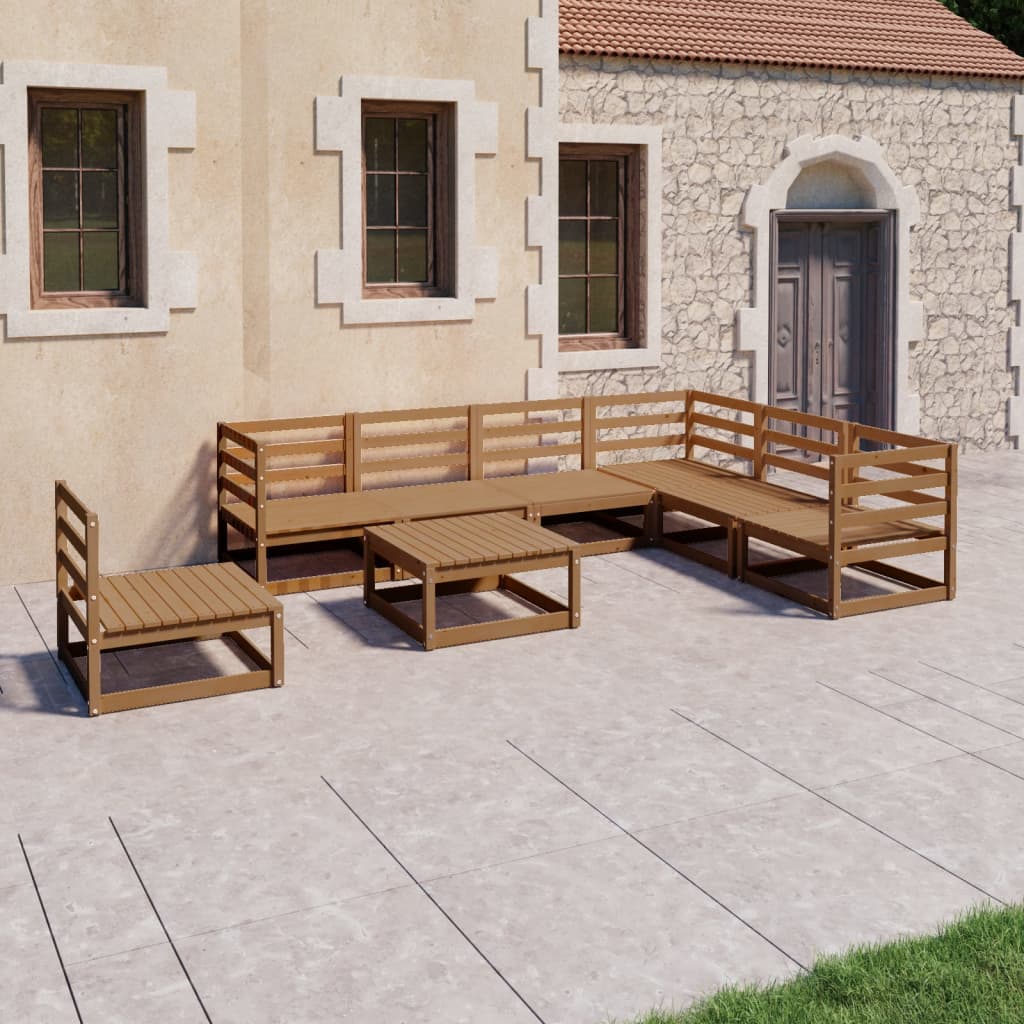8 Piece Garden Lounge Set Solid Pinewood