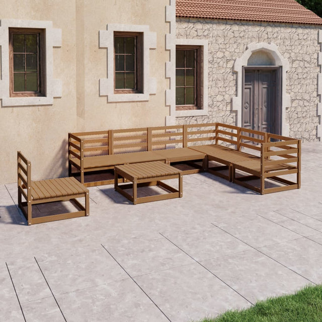 8 Piece Garden Lounge Set Solid Pinewood