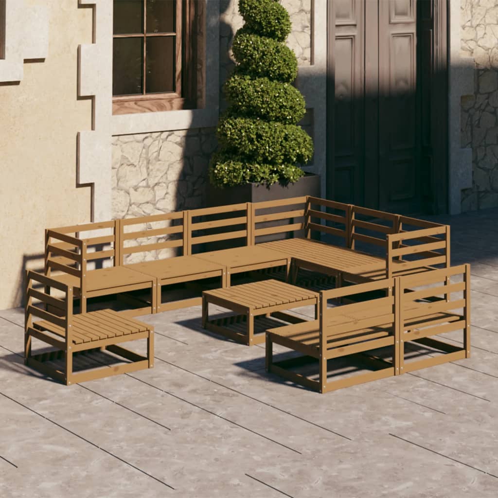 10 Piece Garden Lounge Set Solid Pinewood