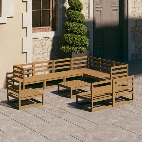 10 Piece Garden Lounge Set Solid Pinewood