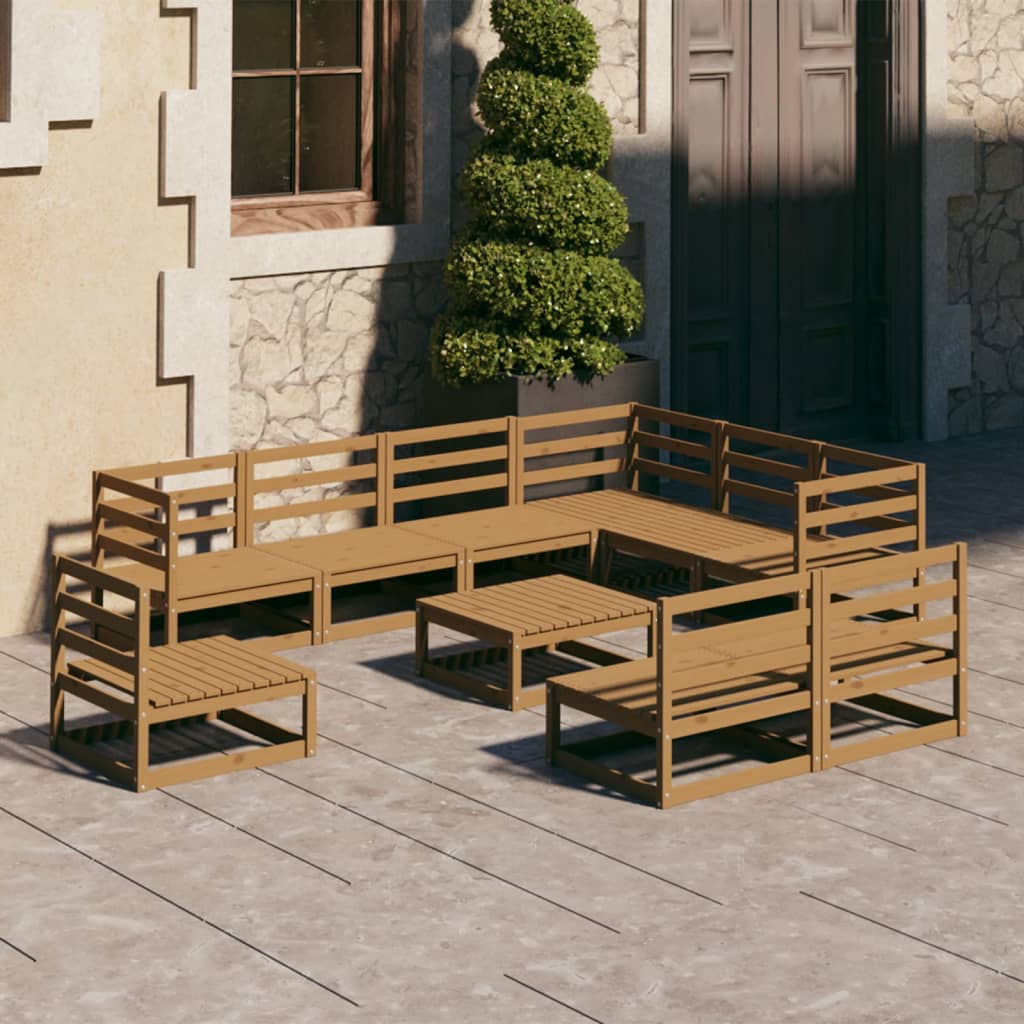 10 Piece Garden Lounge Set Solid Pinewood