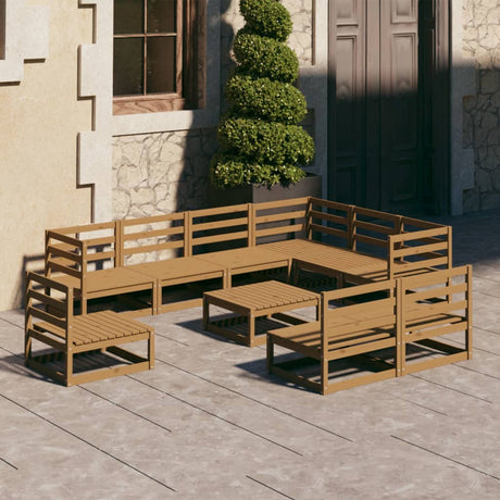 10 Piece Garden Lounge Set Solid Pinewood