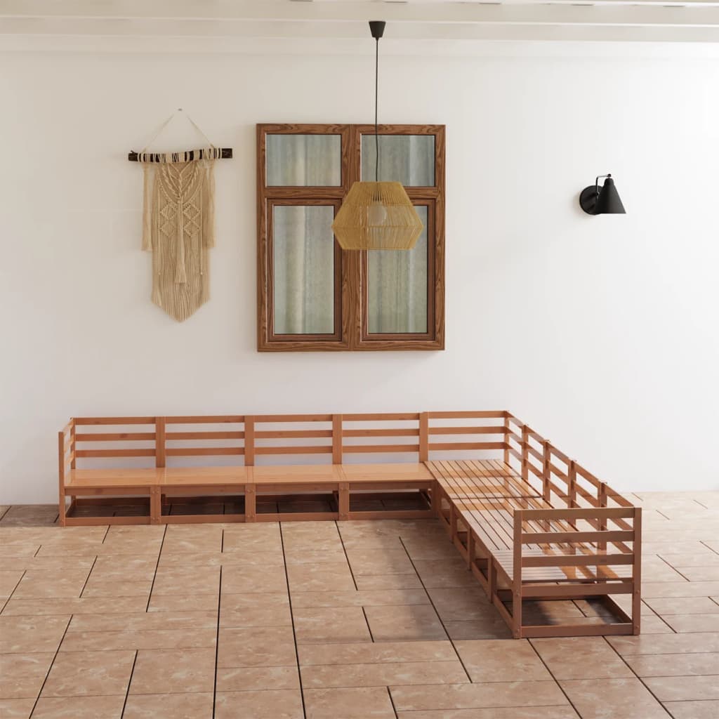 9 Piece Garden Lounge Set Solid Pinewood