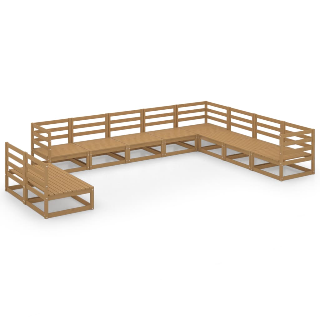 10 Piece Garden Lounge Set Solid Pinewood