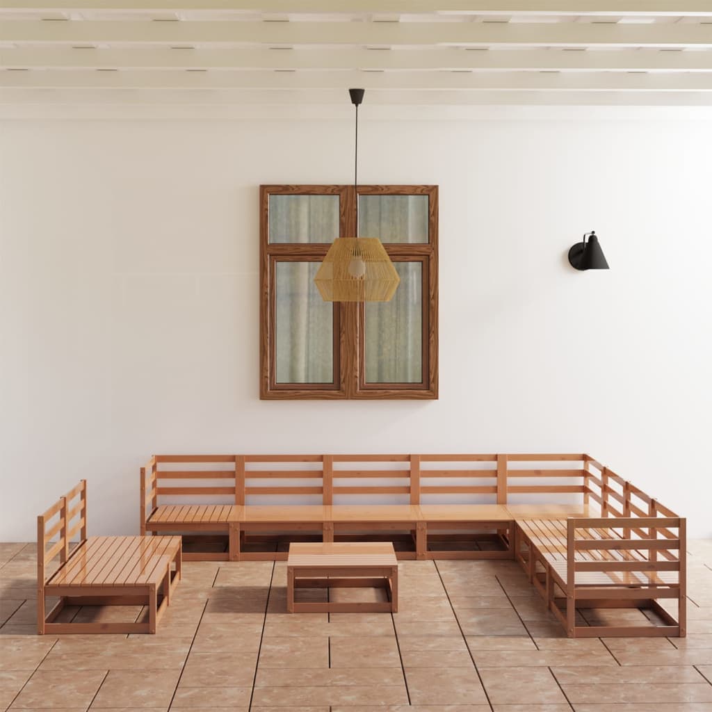 11 Piece Garden Lounge Set Solid Pinewood