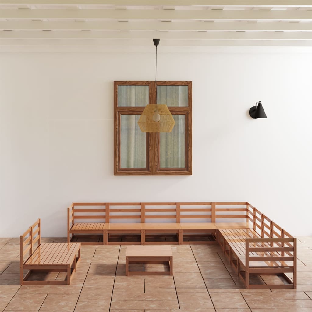 12 Piece Garden Lounge Set Solid Pinewood