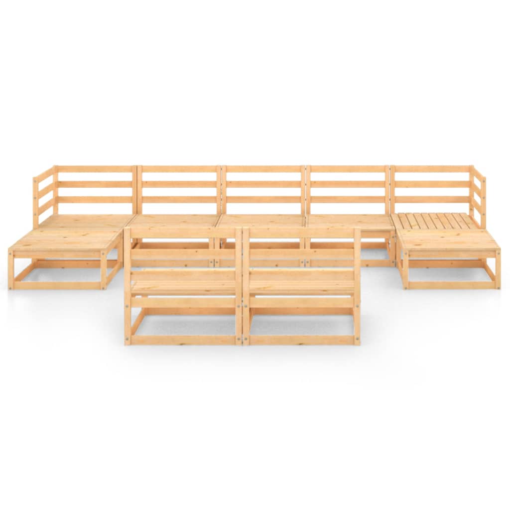 9 Piece Garden Lounge Set Solid Wood Pine