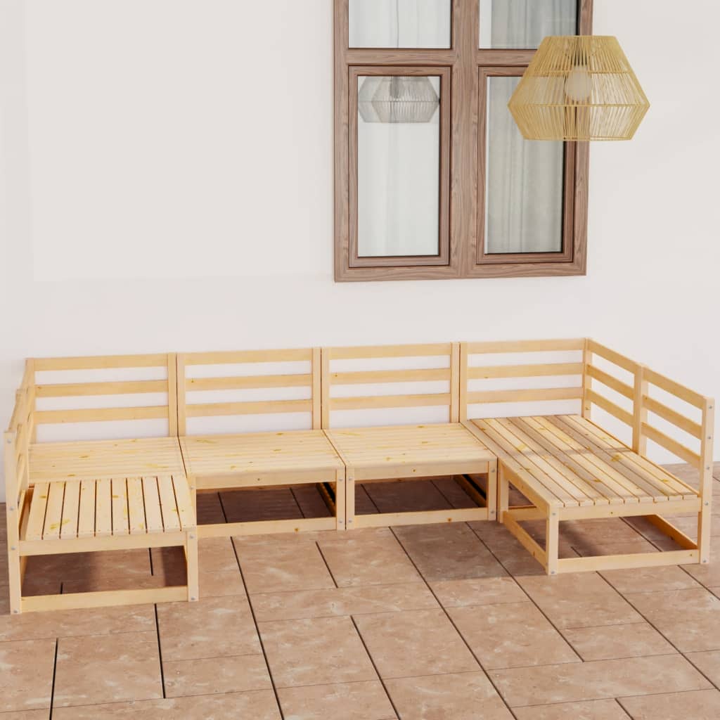 6 Piece Garden Lounge Set Solid Wood Pine