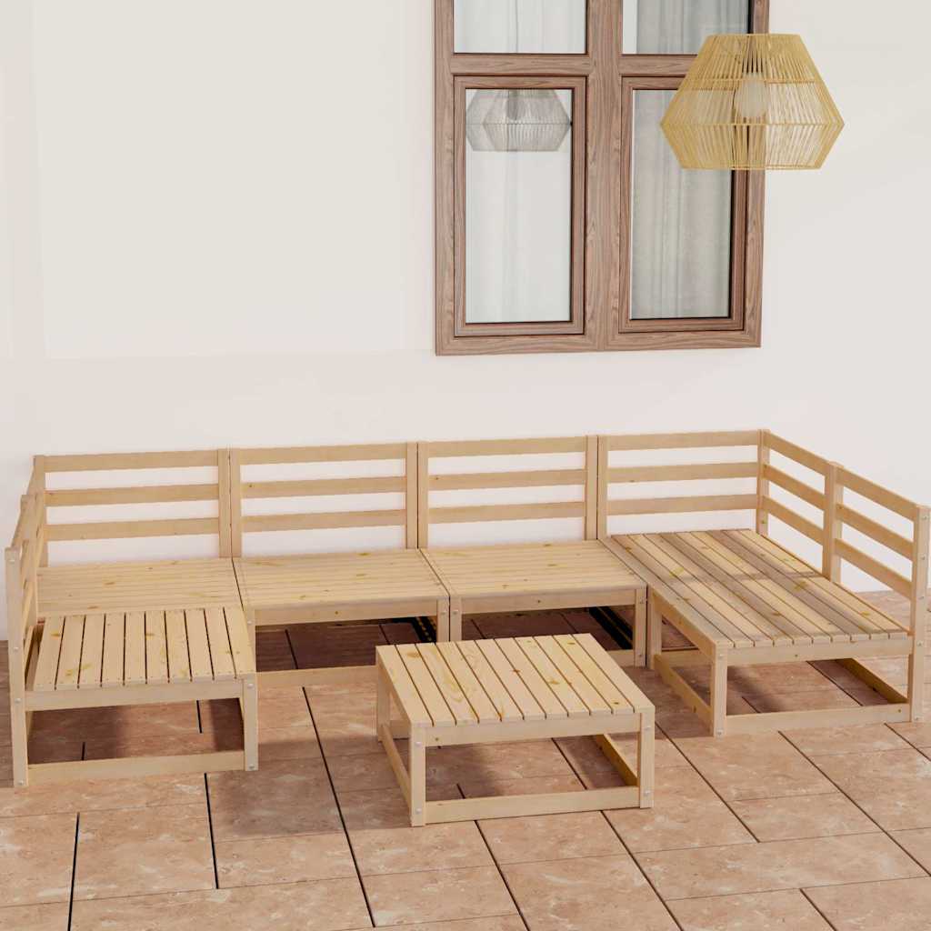 7 Piece Garden Lounge Set Solid Wood Pine