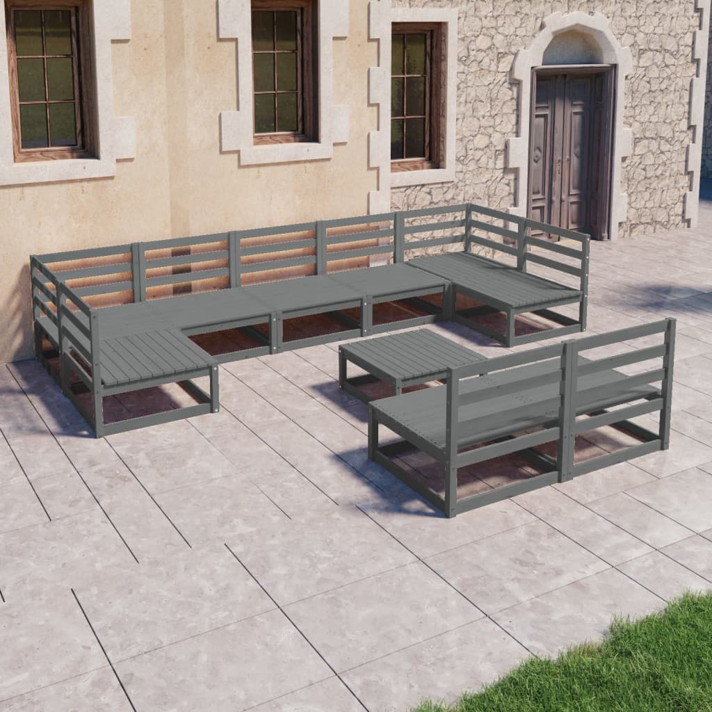 10 Piece Garden Lounge Set Solid Pinewood