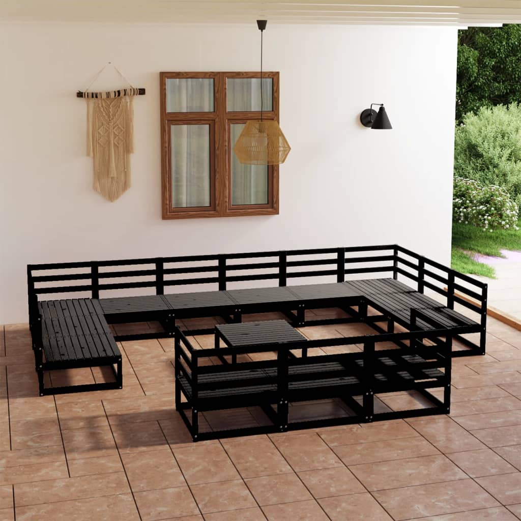 14 Piece Garden Lounge Set Solid Pinewood