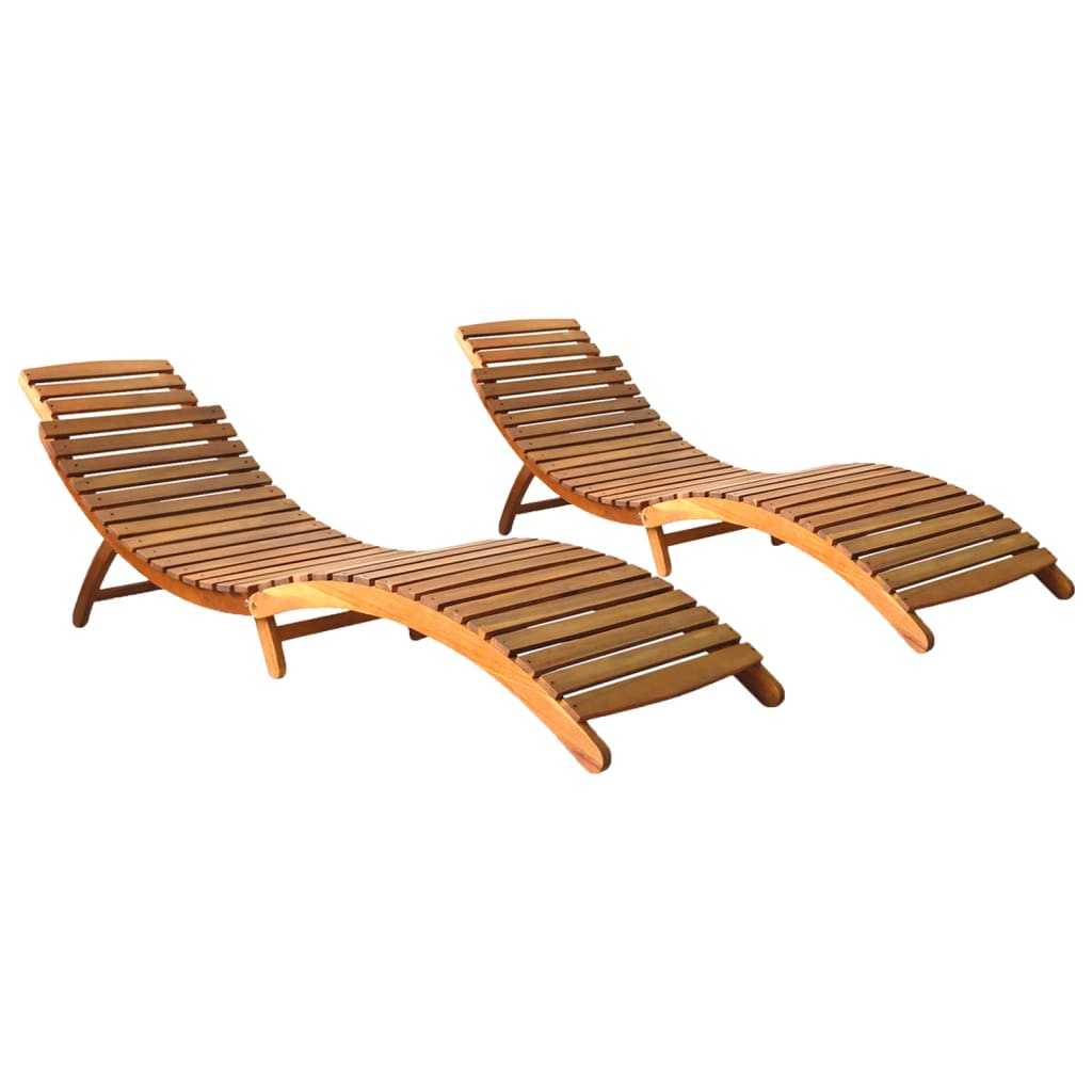 Sun Loungers 2 Pcs Solid Acacia Wood
