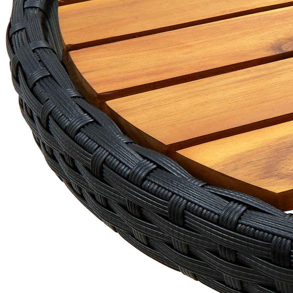 Tea Table 60 Cm Poly Rattan And Solid Acacia Wood