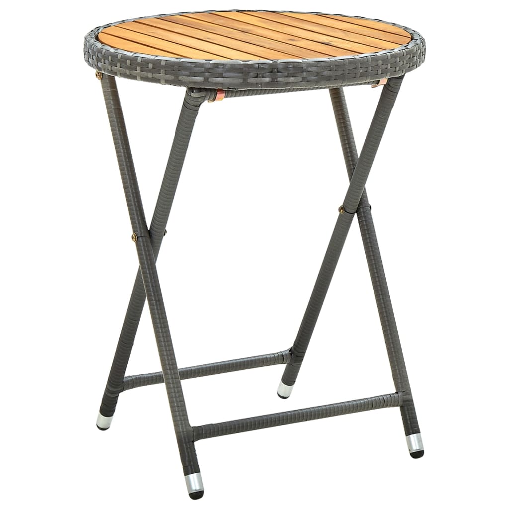 Tea Table 60 Cm Poly Rattan And Solid Acacia Wood