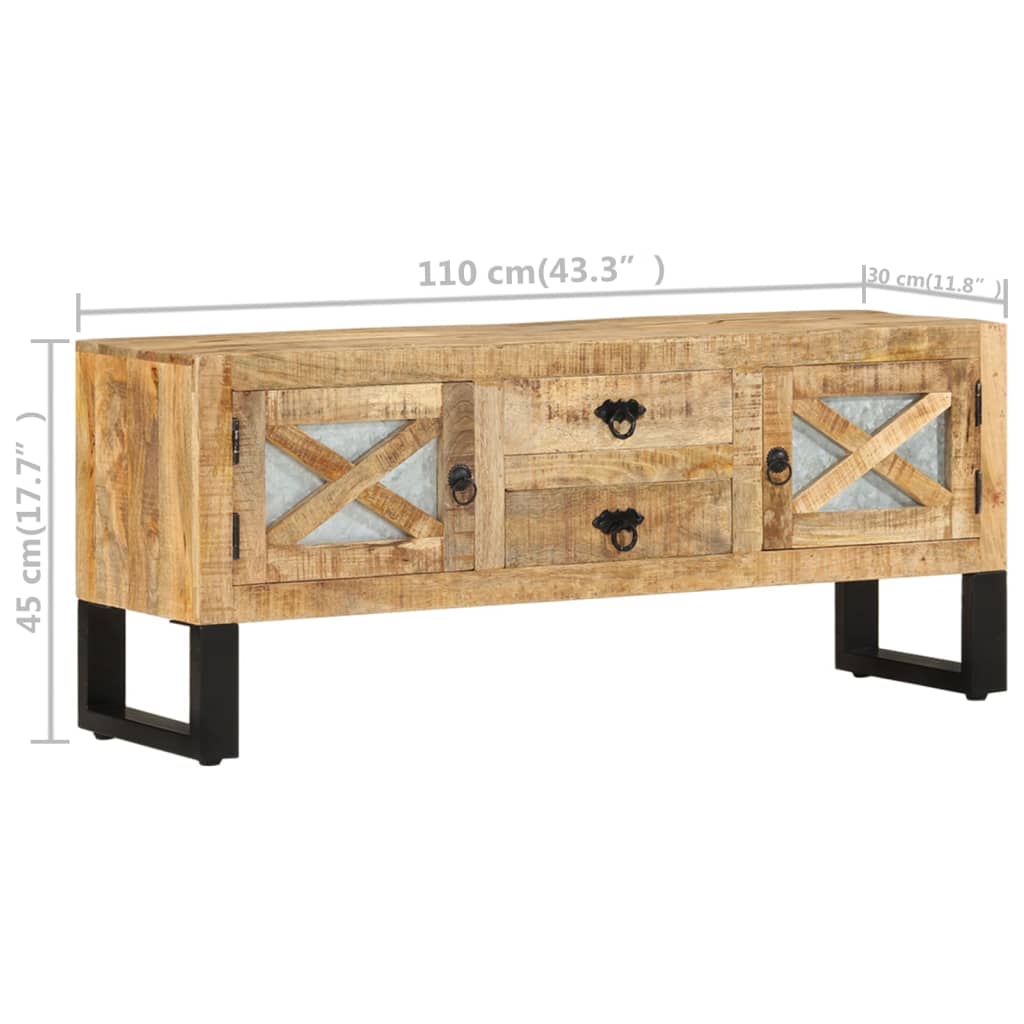 Tv Cabinet 110X30X45 Cm Rough Mango Wood