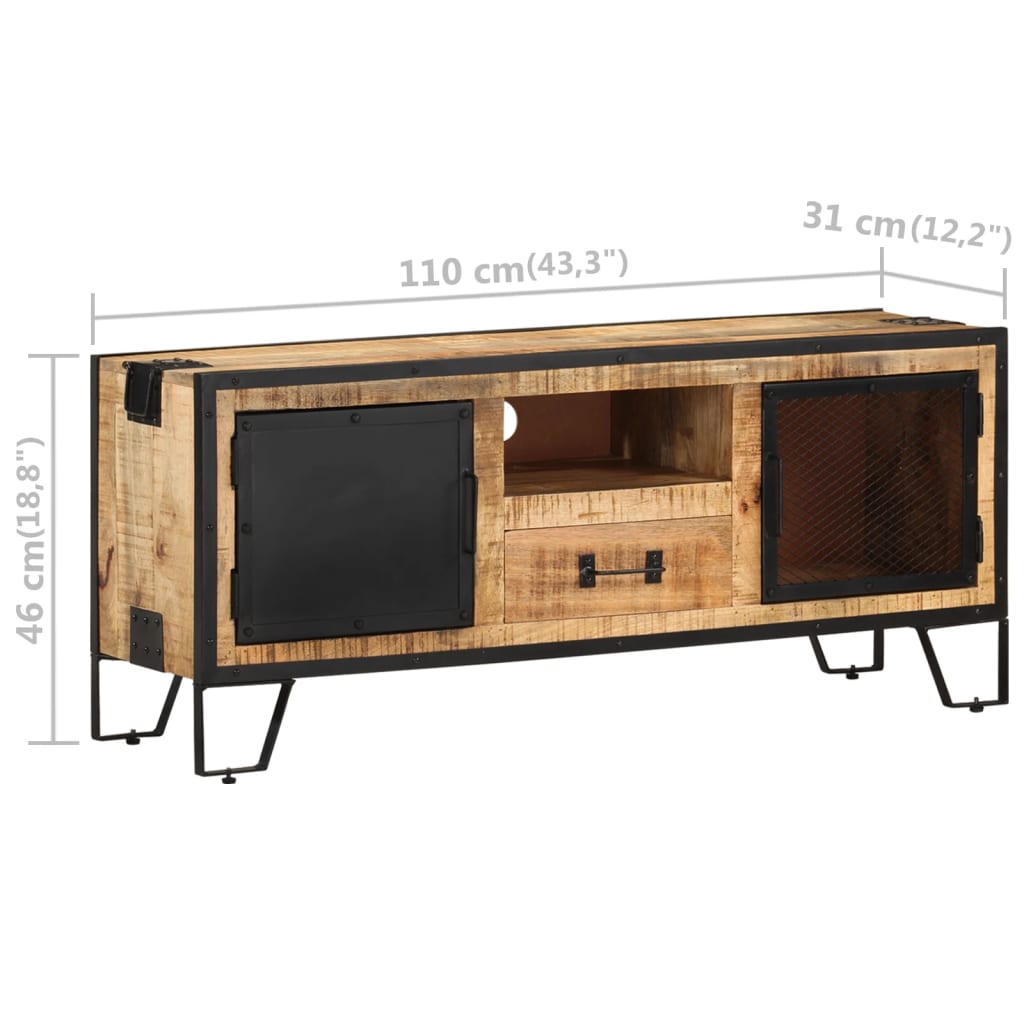 Tv Cabinet 110X31X46 Cm Rough Mango Wood
