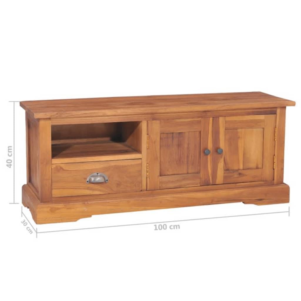 Tv Cabinet 100X30X40 Cm Solid Teak Wood
