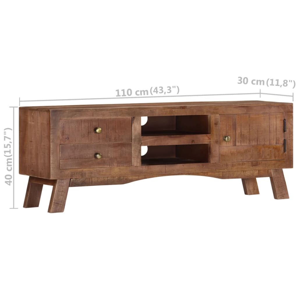Tv Cabinet 110X30X40 Cm Rough Mango Wood