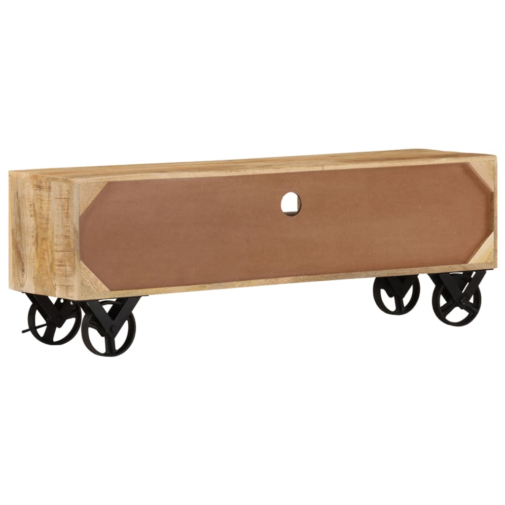 Tv Cabinet With Wheels 110X30X Rough Mango Wood