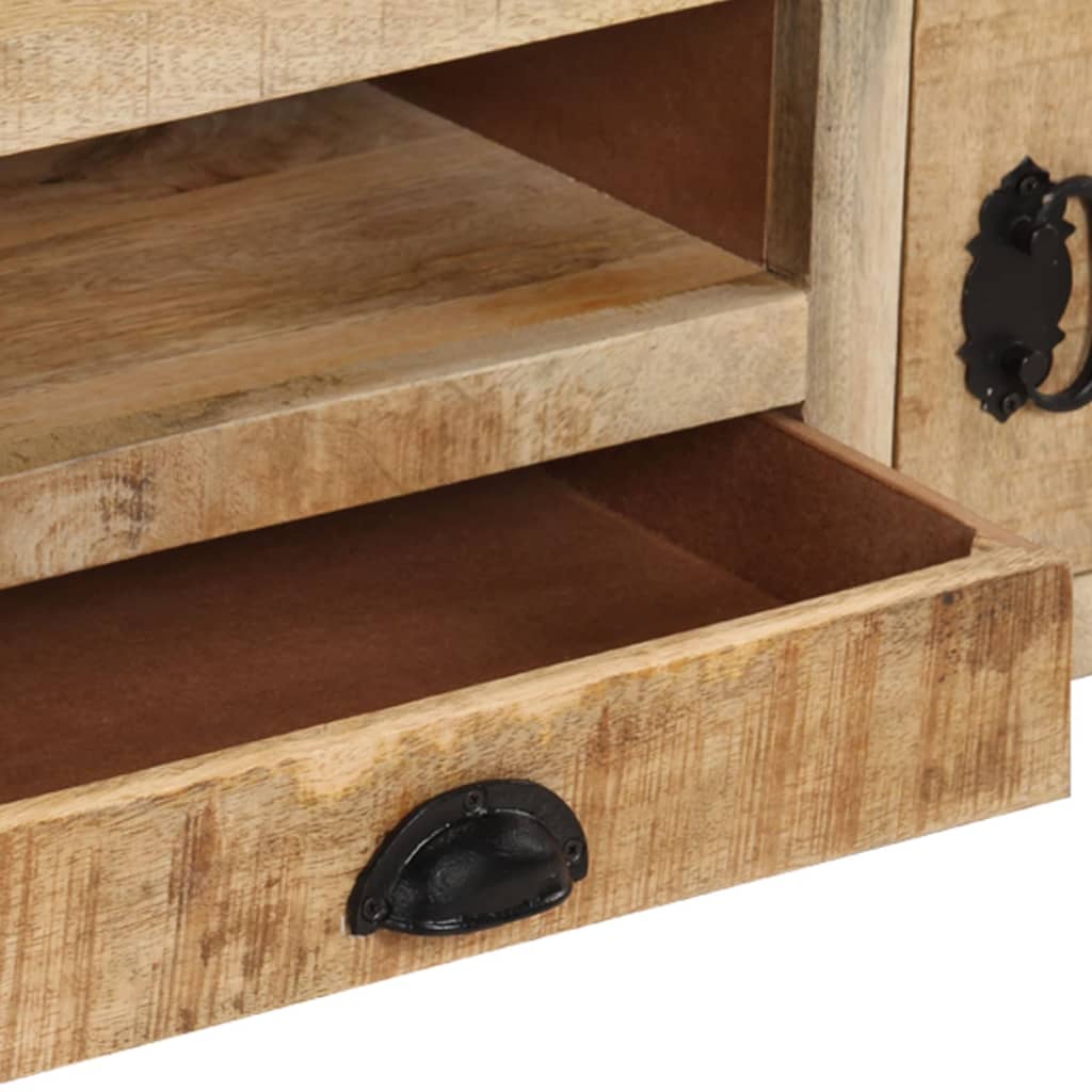 Tv Cabinet With Wheels 110X30X Rough Mango Wood
