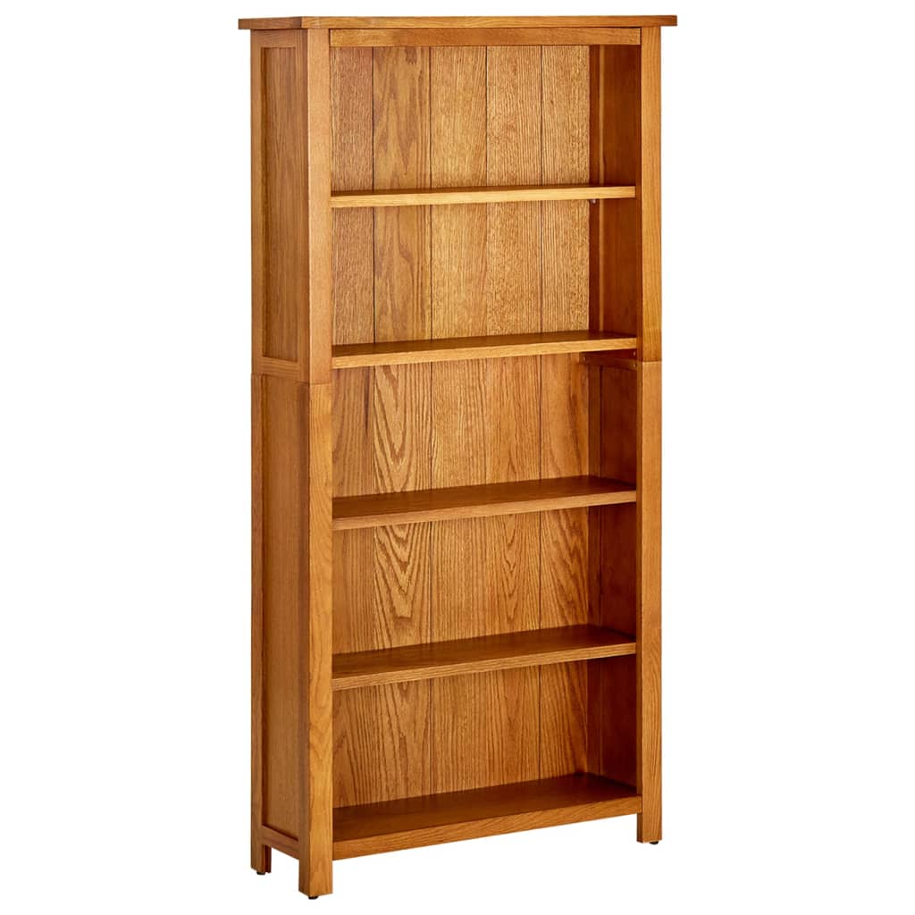 5-Tier Bookcase Solid Oak Wood