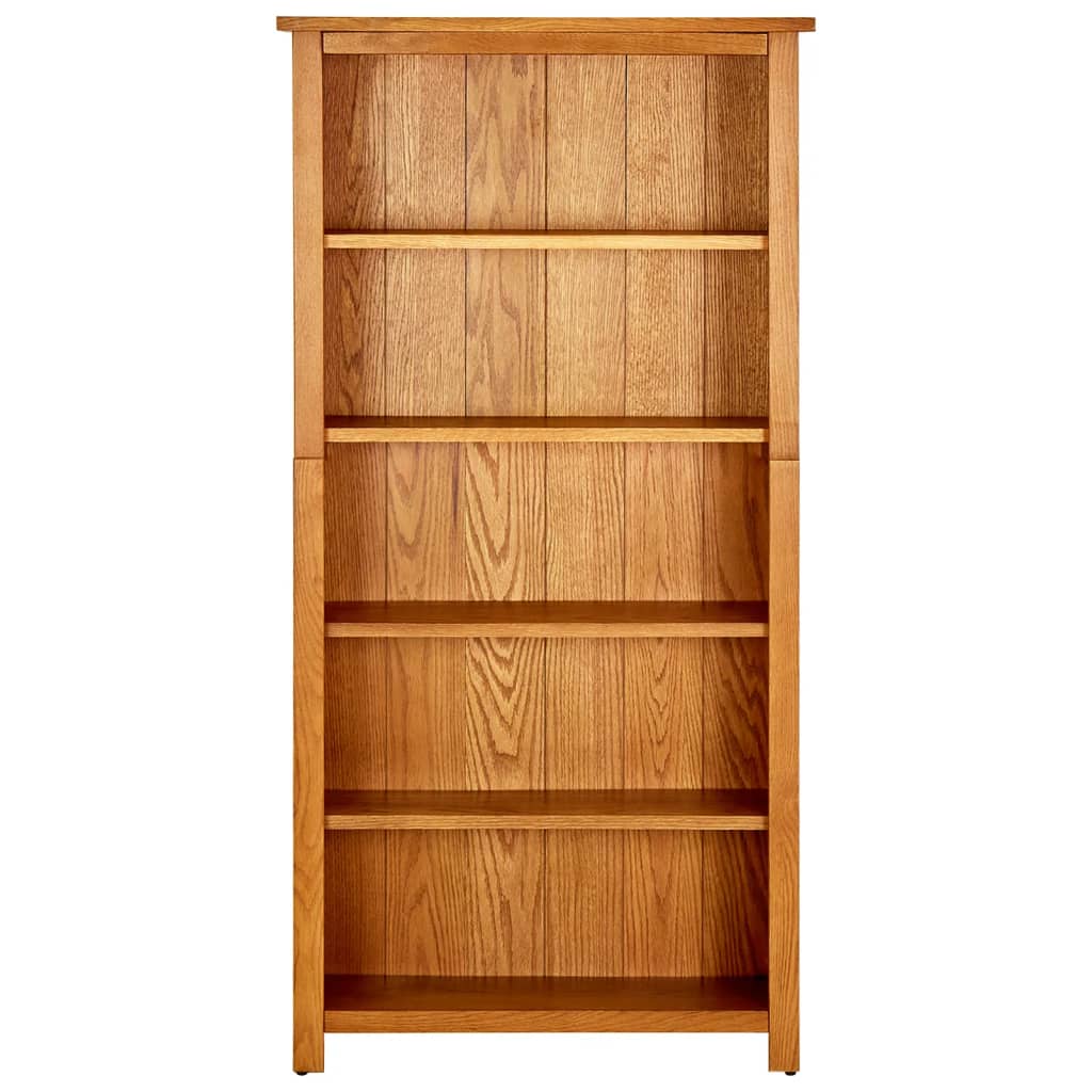 5-Tier Bookcase Solid Oak Wood