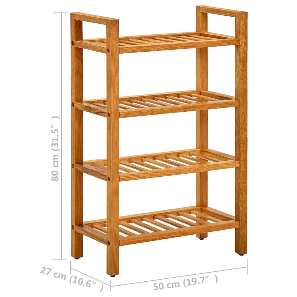 Shoe Rack With 4 Shelves 50X27X Solid Oak Wood