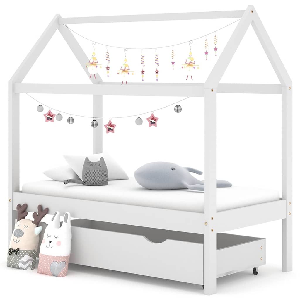 Kids Bed Frame With Drawers Solid Pine Wood