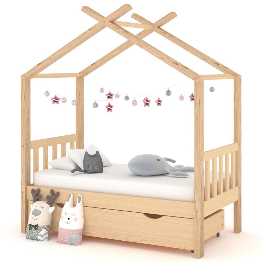Kids Bed Frame With A Drawer Solid Pine Wood