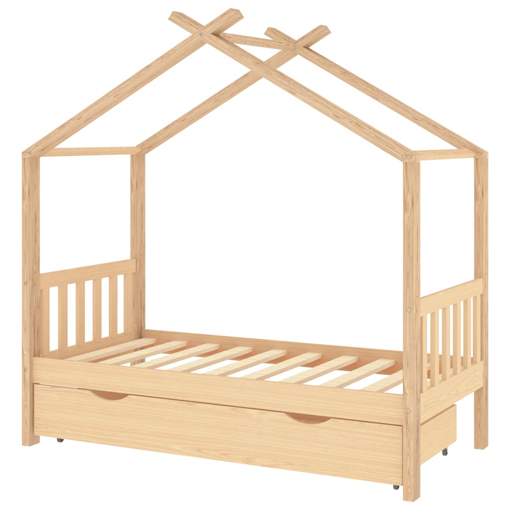 Kids Bed Frame With A Drawer Solid Pine Wood