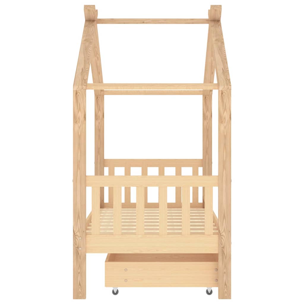 Kids Bed Frame With A Drawer Solid Pine Wood