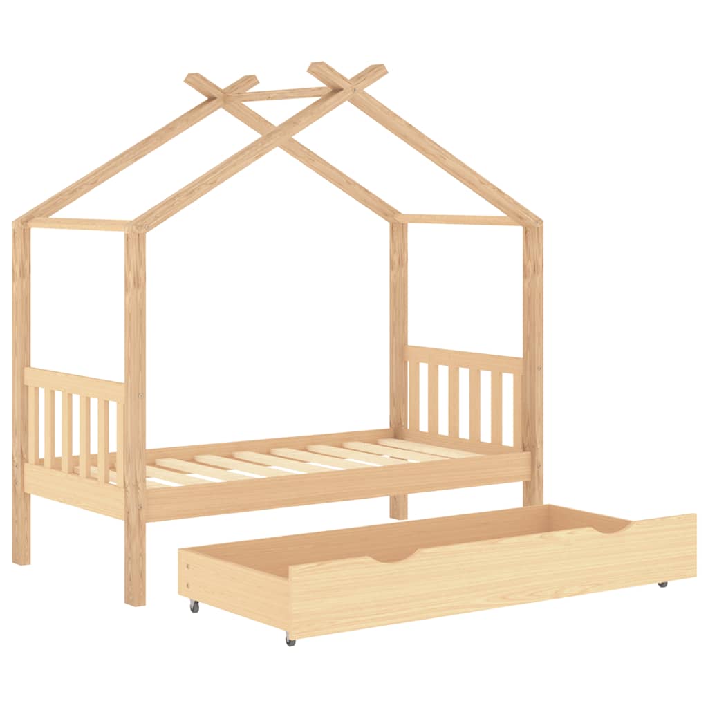 Kids Bed Frame With A Drawer Solid Pine Wood