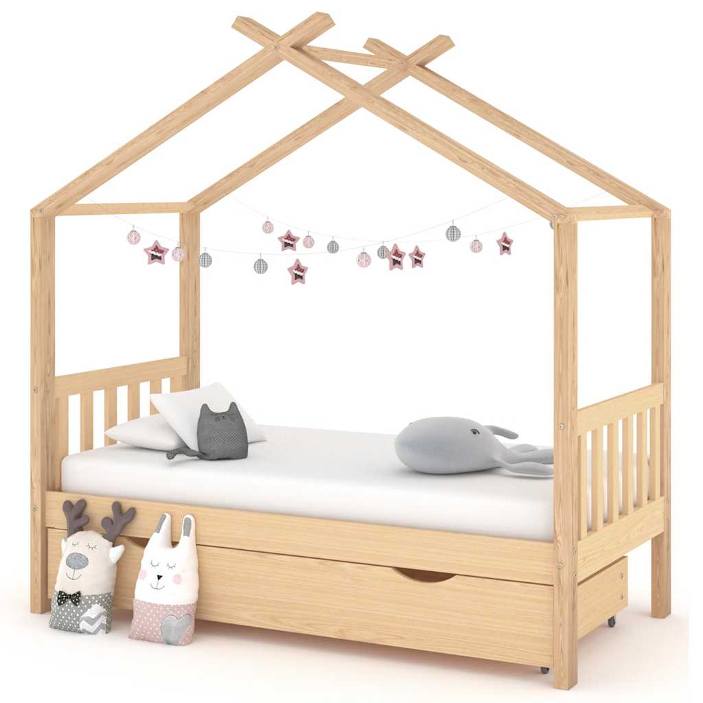 Kids Bed Frame With A Drawer Solid Pine Wood