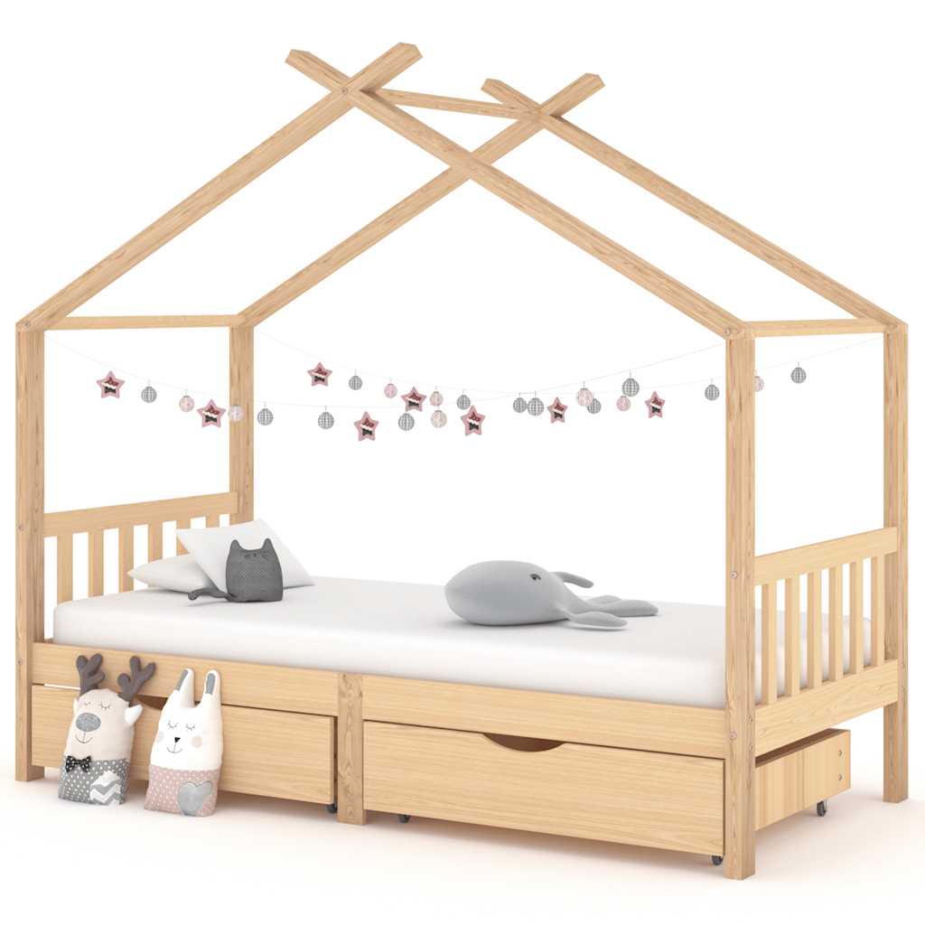 Kids Bed Frame With A Drawer Solid Pine Wood