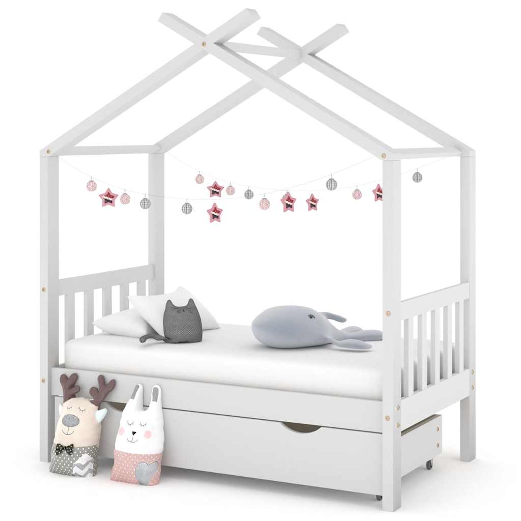 Kids Bed Frame With A Drawer Solid Pine Wood