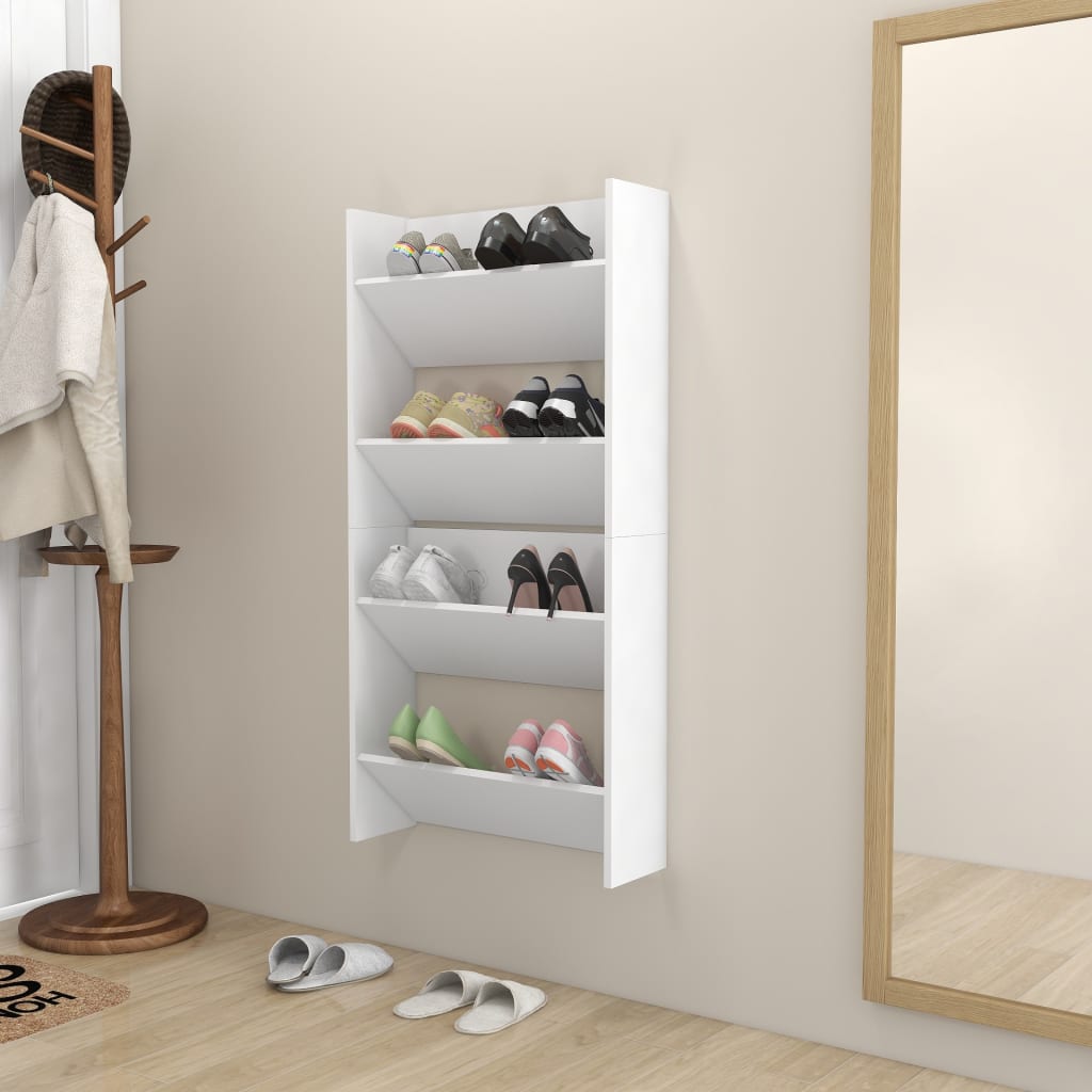 Wall Shoe Cabinets 2 Pcs 60X18X Engineered Wood White