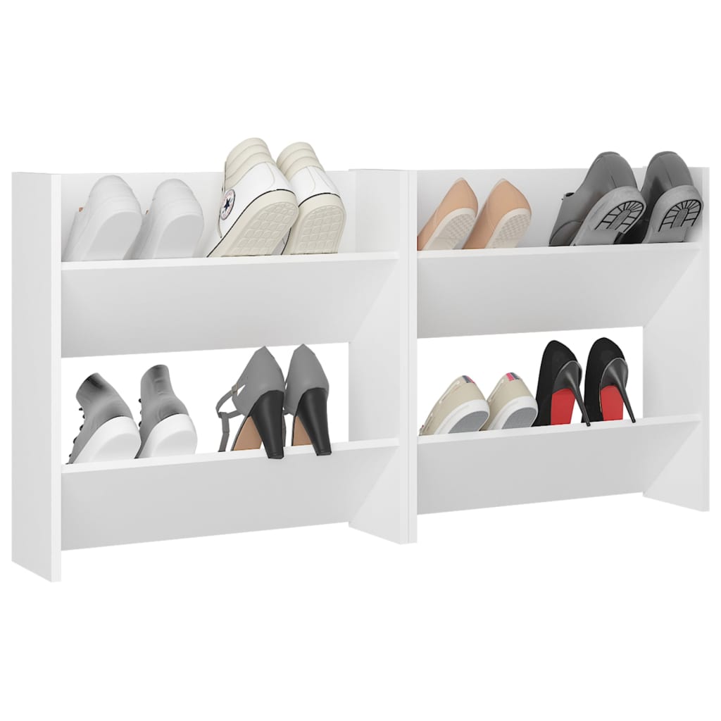 Wall Shoe Cabinets 2 Pcs 60X18X Engineered Wood White