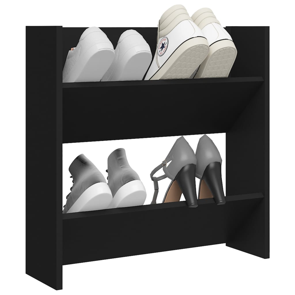 Wall Shoe Cabinet 60X18X Engineered Wood Black