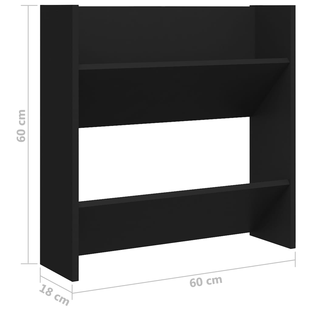 Wall Shoe Cabinet 60X18X Engineered Wood Black