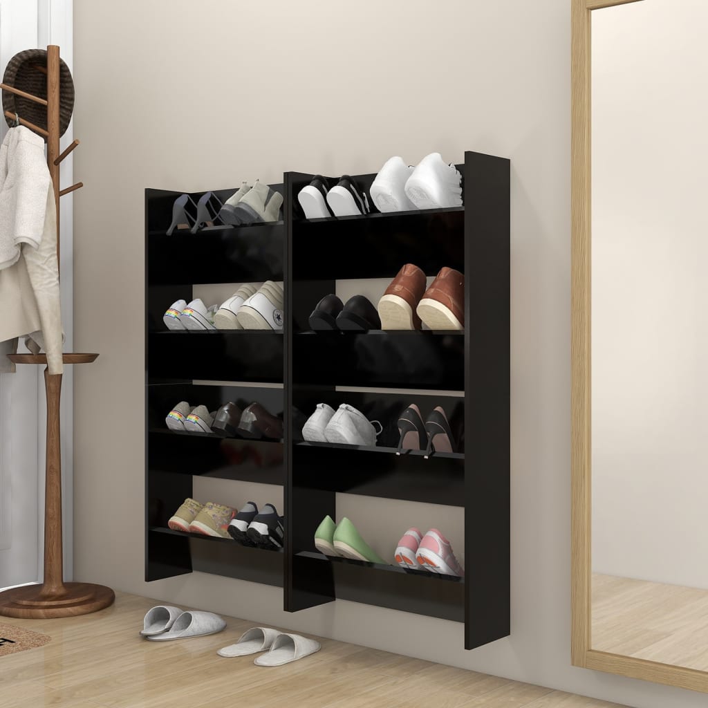 Wall Shoe Cabinet 60X18X Engineered Wood Black