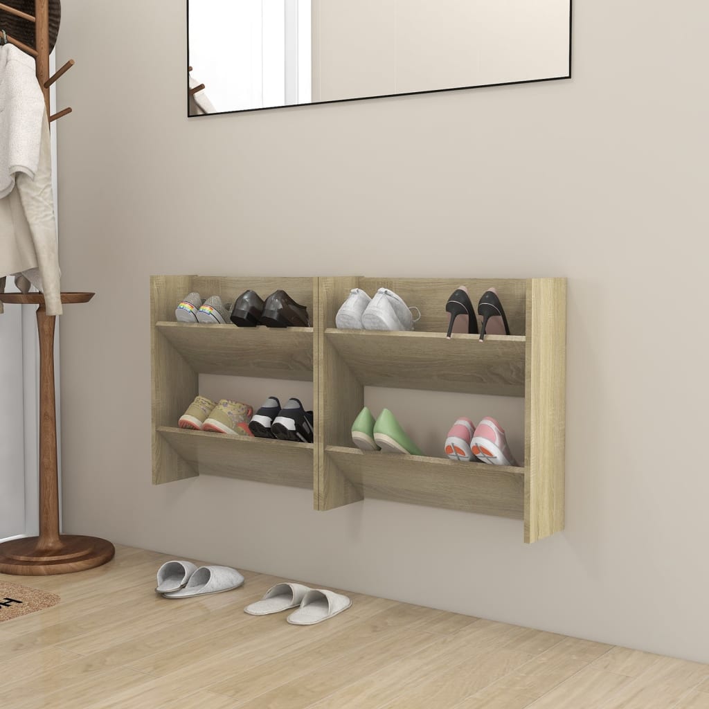 Wall Shoe Cabinet 60X18X Engineered Wood Sonoma Oak