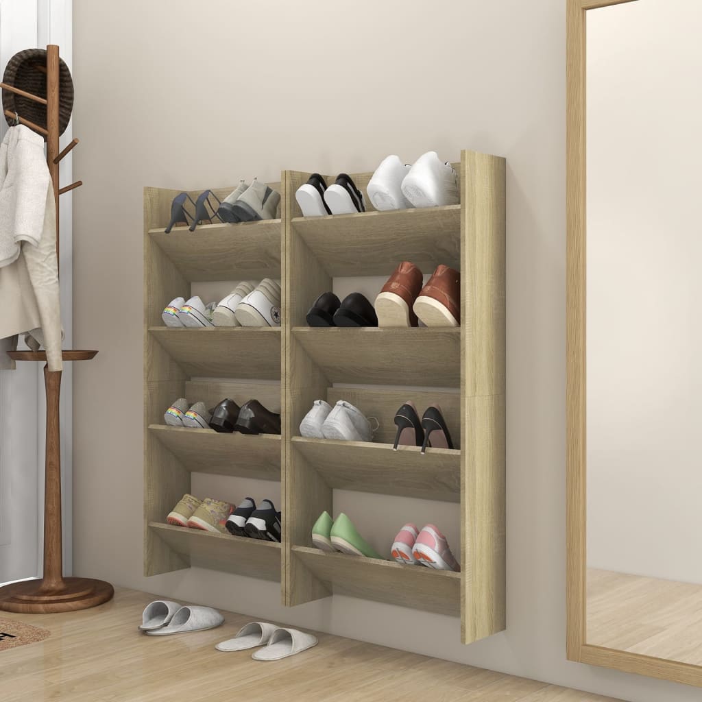 Wall Shoe Cabinet 60X18X Engineered Wood Sonoma Oak