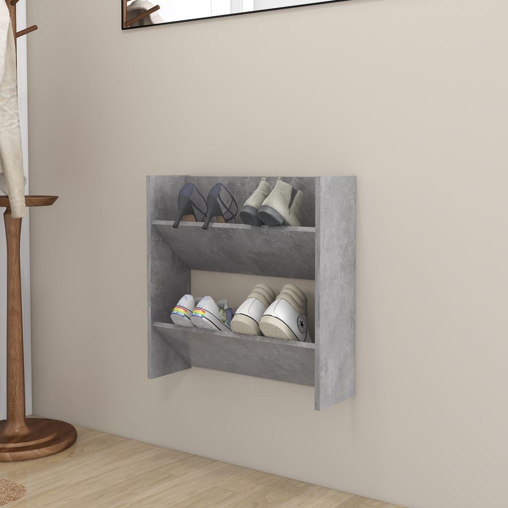 Wall Shoe Cabinets 2 Pcs 60X18X Engineered Wood Concrete Grey