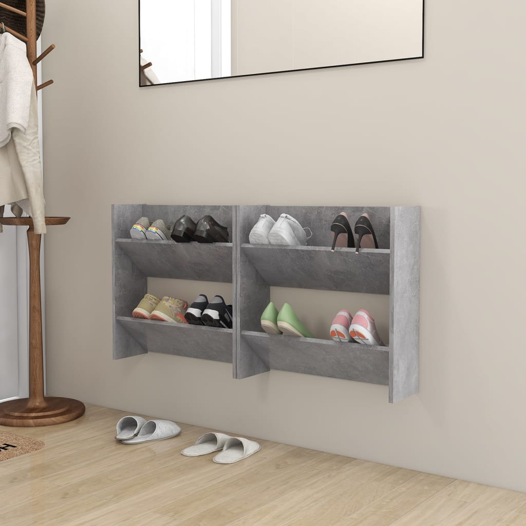 Wall Shoe Cabinets 2 Pcs 60X18X Engineered Wood Concrete Grey